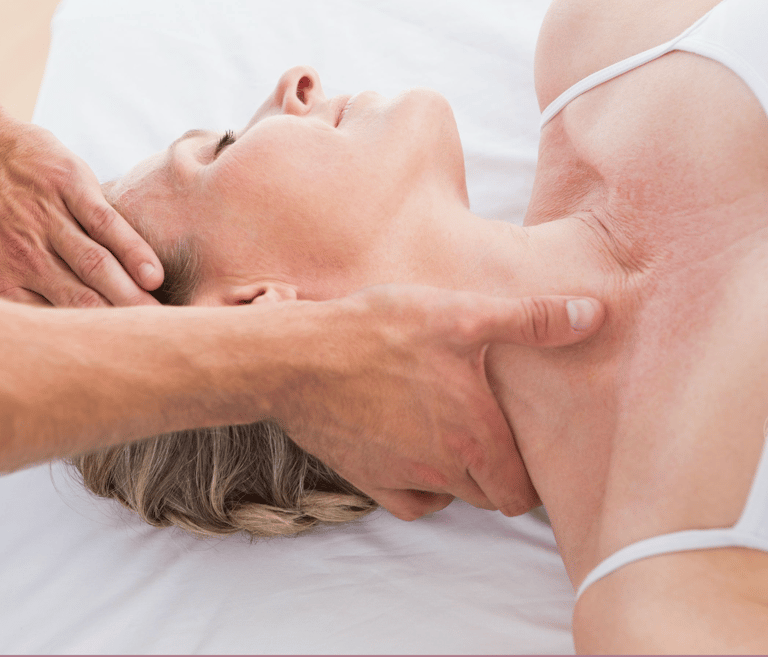 woman having sports massage neck back pain DD8