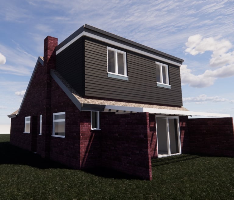 3D digital image of loft conversion for a bungalow 