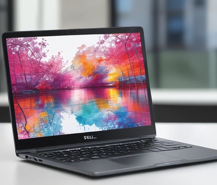 Several open MacBook laptops are displayed on a wooden table in a store setting. The laptops are turned on, showing desktop screens with one displaying a price banner for the MacBook Air. The environment appears to be well-lit with natural light coming through the windows.