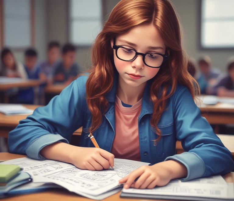 A math student solving math problems