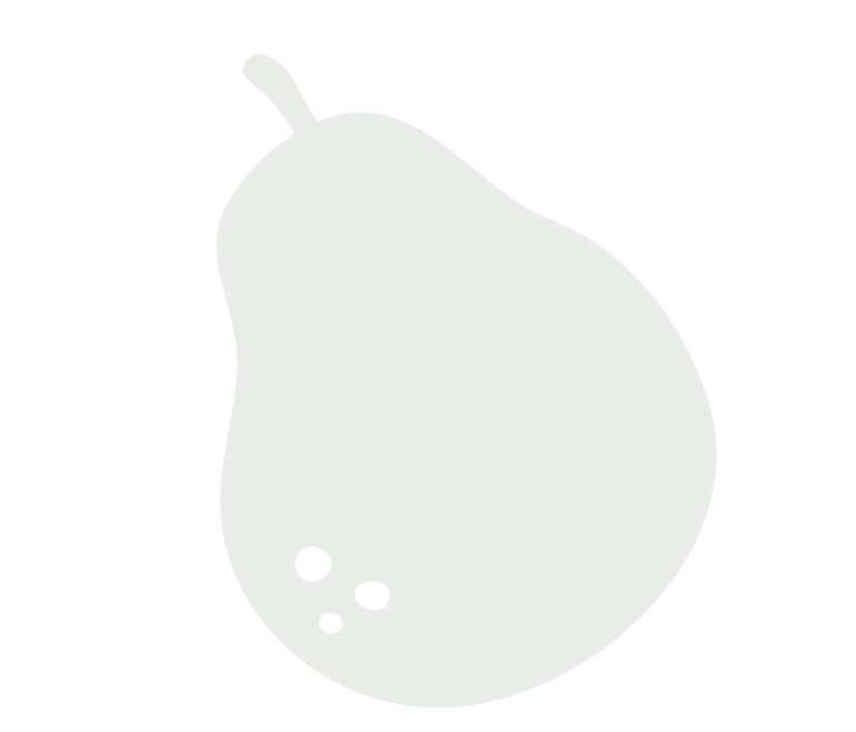 Minimalista, világoszöld körte sziluett ikon fehér háttér előtt.