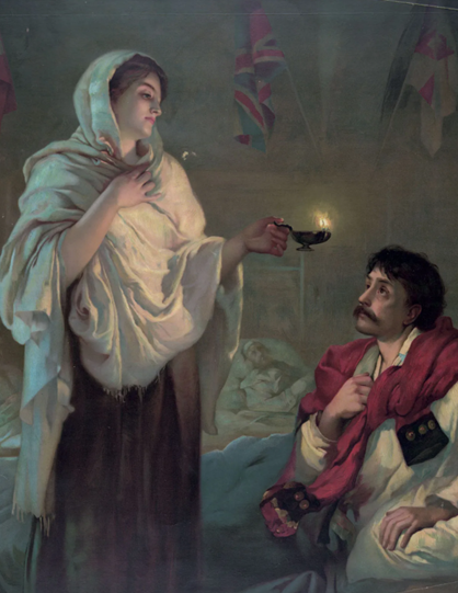 Imagem de Florence e sua lâmpada com soldado da Criméia