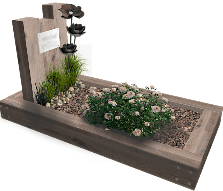 Sépulture paysagère bois métal et végétale