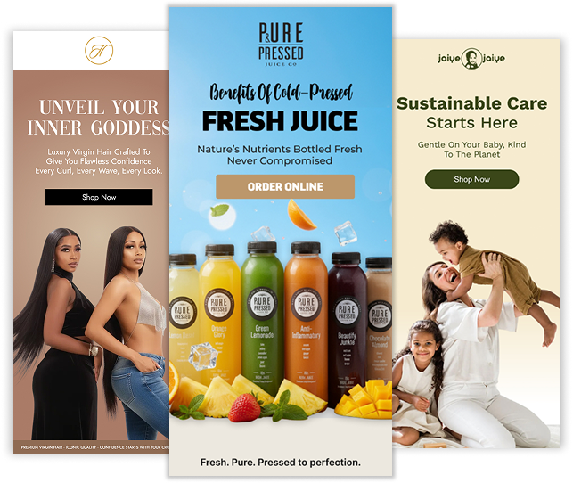 Image of three email campaigns that we made