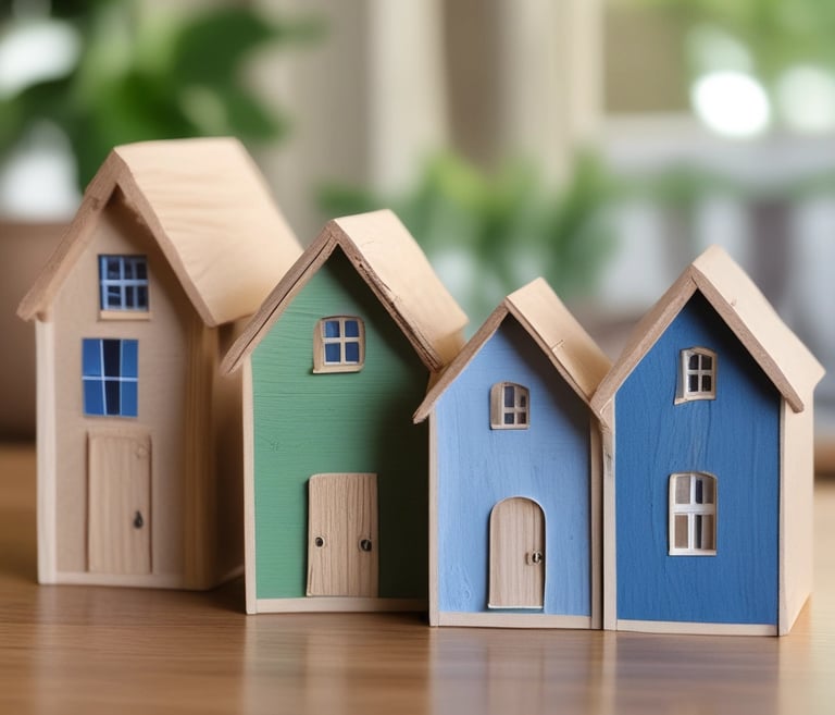 a group of miniature houses representing real estate portfolio