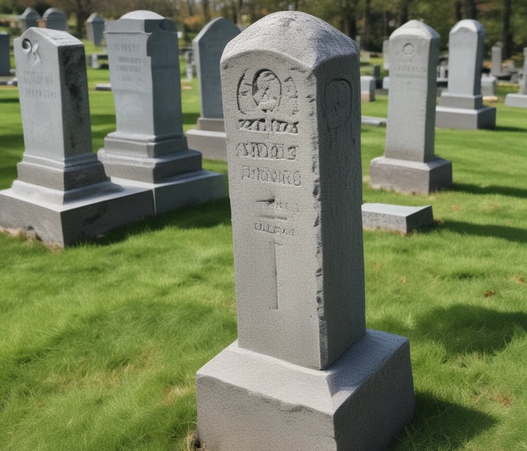 A serene graveyard with well-maintained graves and floral arrangements.