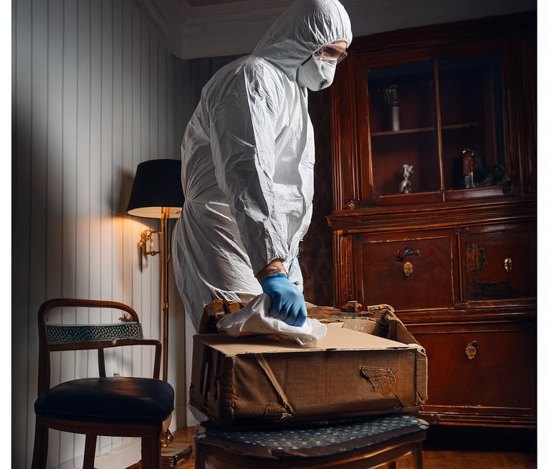 Un homme qui désinfecte un appartement