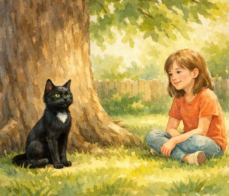 Illustration depicting trust and recovery through quiet companionship.