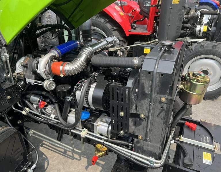 a tractor with a large engine and a large engine