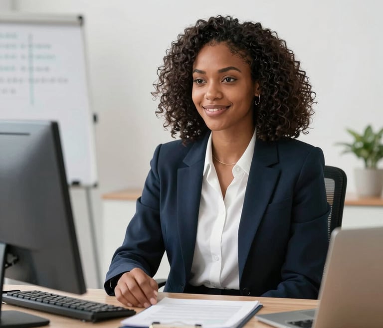 Modern office environment with diverse Angolan tech professionals collaborating.