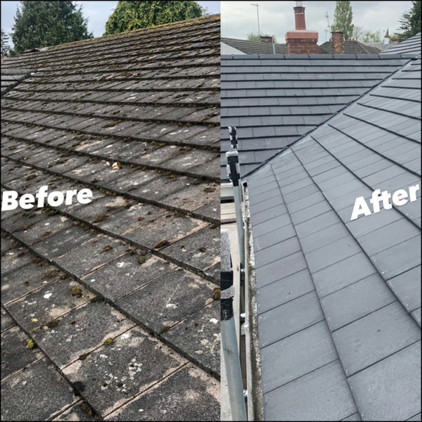 Before and after new slate roof