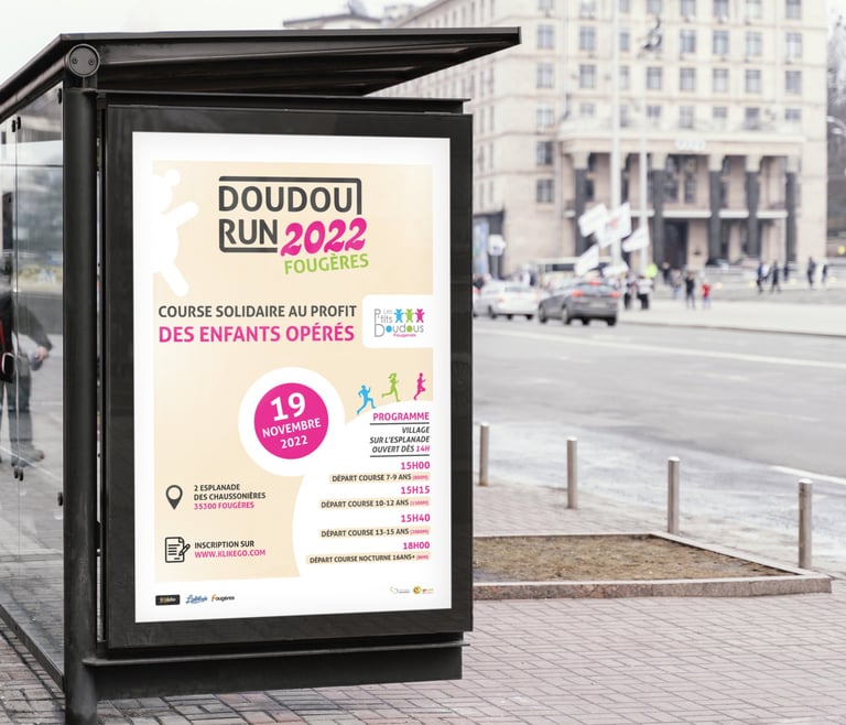 Affiche publicitaire Doudou RUN 2022 – design graphique