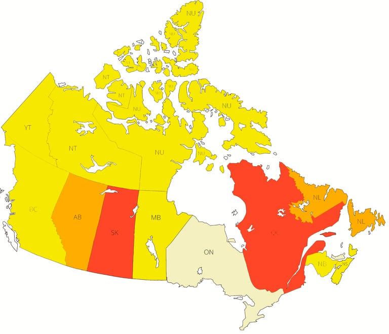 mapa canada colores