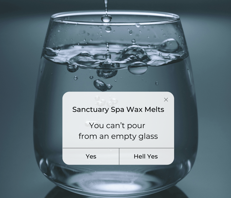 a glass of water with a message on it