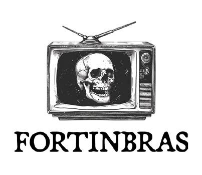 Image of advertisement for Fortinbras with skull inside a tv