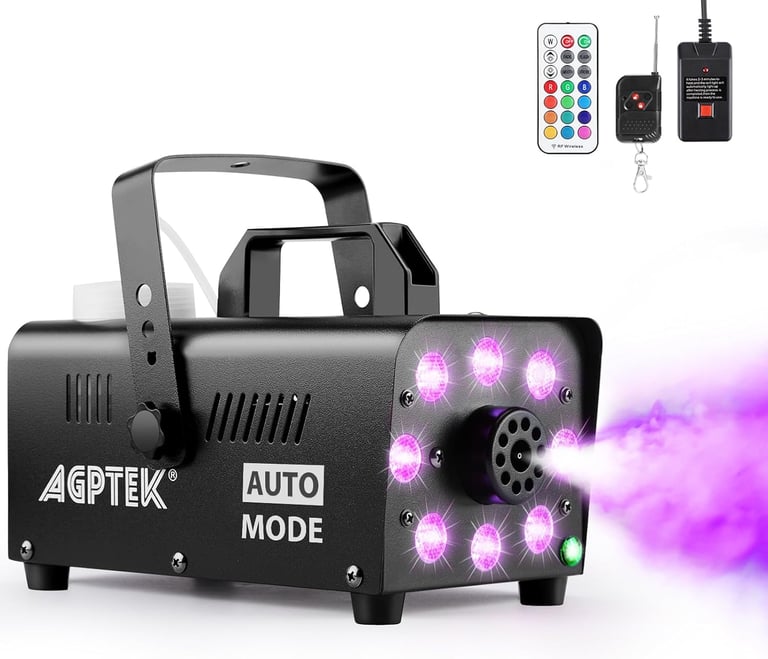Outdoor fog machine with variable lighting