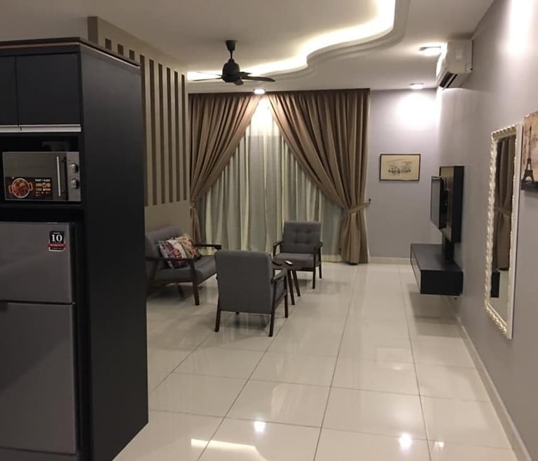 Suasana Renovations interior work, ceiling, lighting, and residential aircon installation.