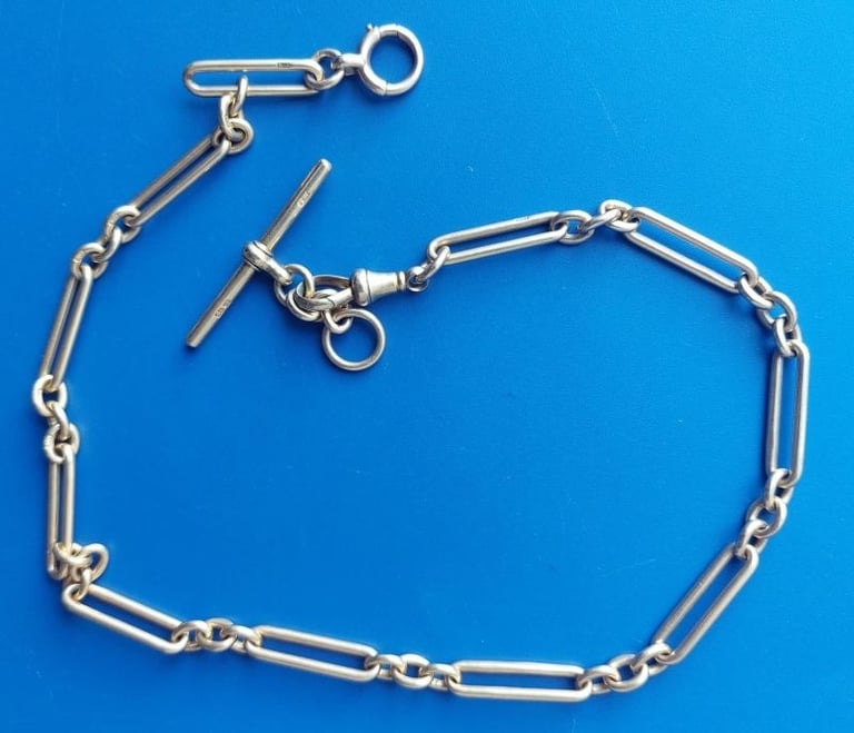 18ct gold watch chain with stamps to each link