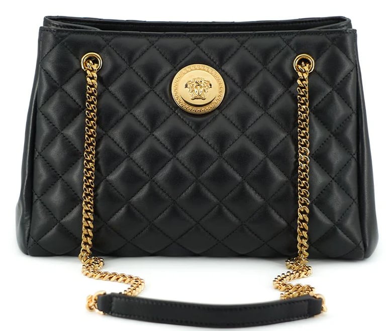 Versace Elegant Quilted Nappa Leather Tote Bag