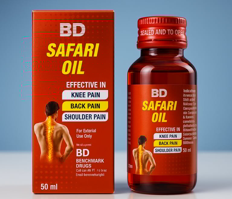alt="Safari Oil herbal pain relief oil by Benchmark Drugs"