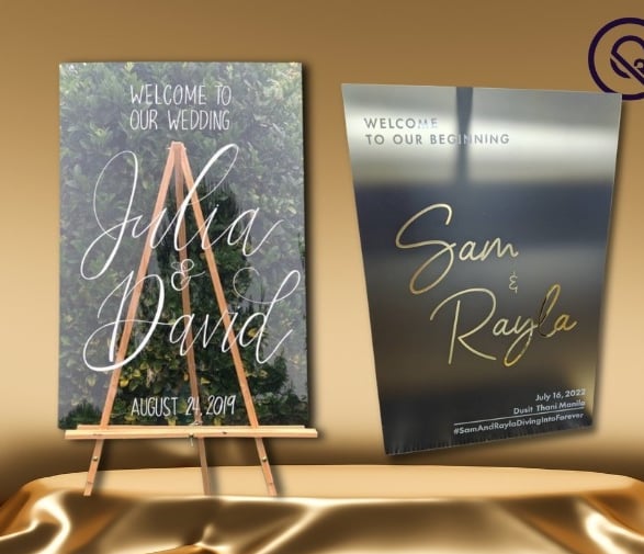 Clear and frosted acrylic wedding signage