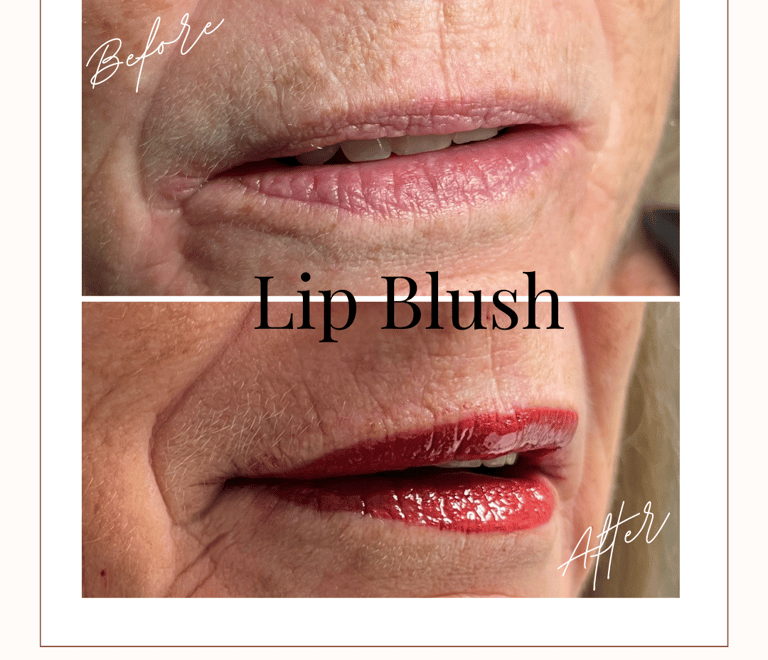 a woman's permanent cosmetics lip blush