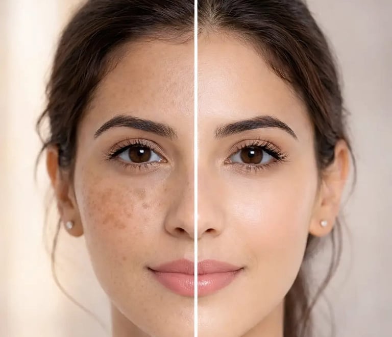 Meei pigment care face serum. after and befor use results.