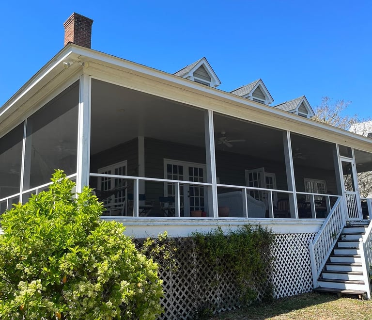 Beautiful screen porch with a great view.
