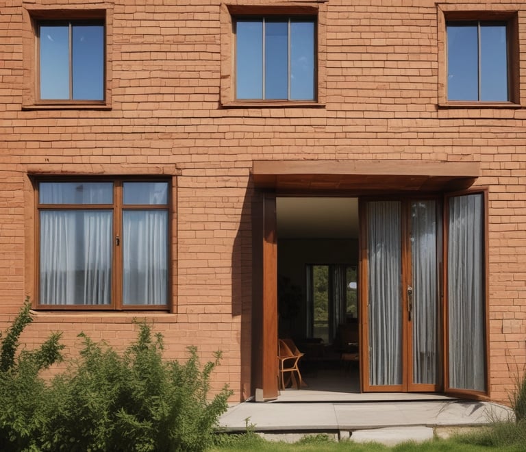 A modern home featuring large aluminum windows that enhance natural light.