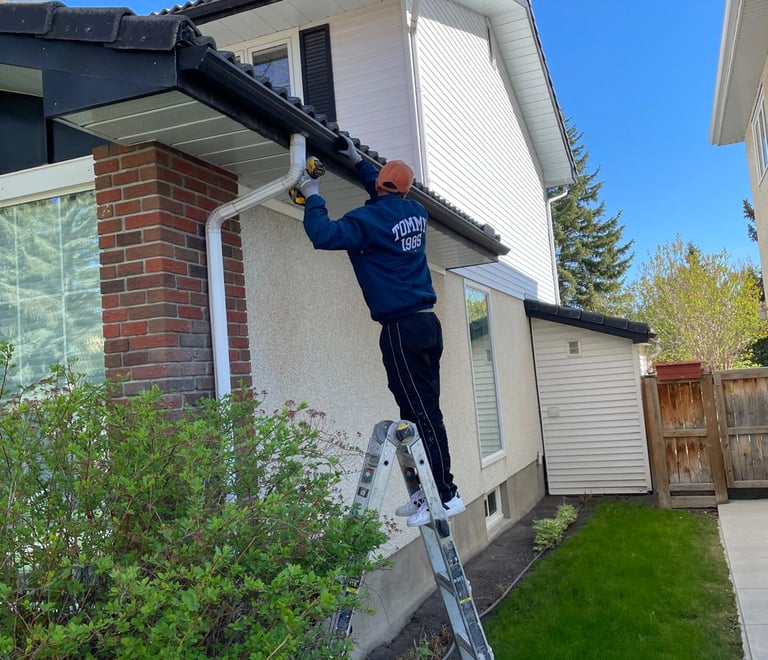 Professional seamless gutter installation in Calgary.