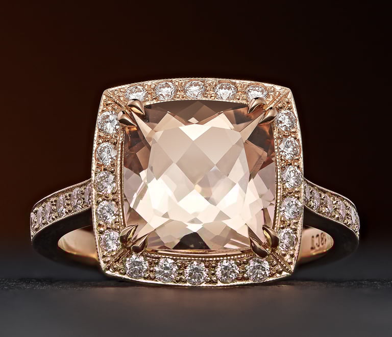Product photography - a gold ring with diamonds