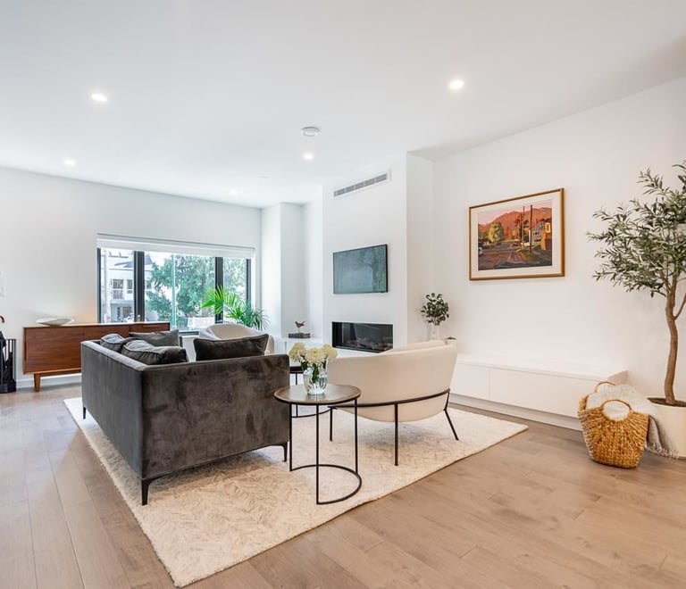 new living room with fire place