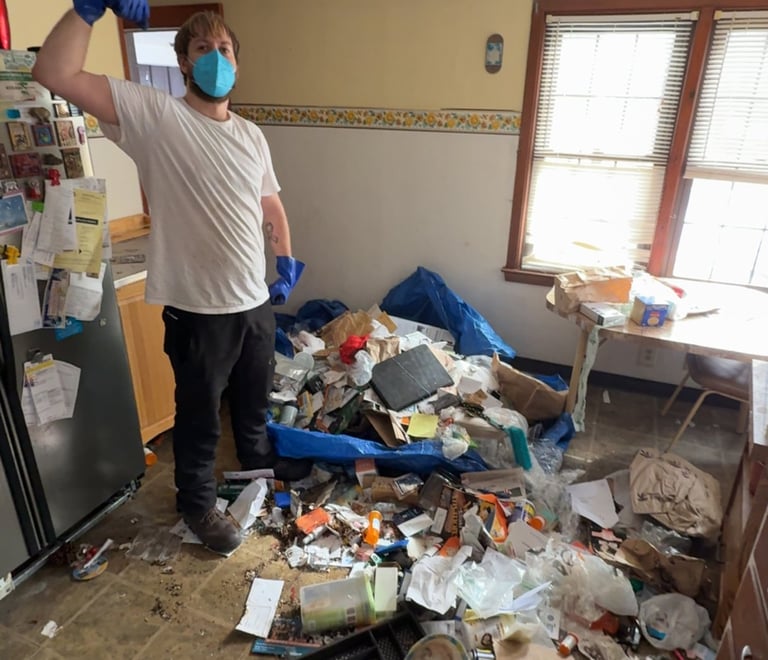 Attic cleanout in Greenfield removing stored boxes and belongings