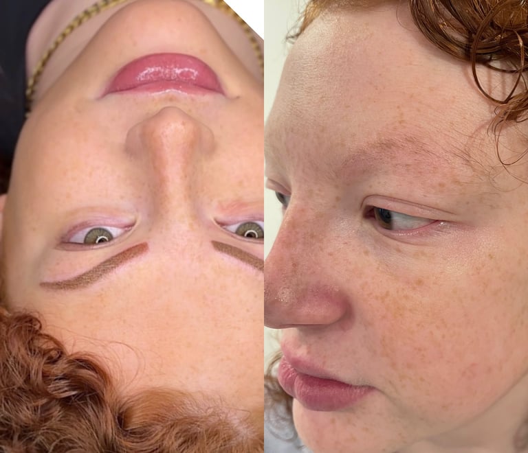 Avant / après dermopigmentation des sourcils-résultat naturel réalisé à Sedan DermoRepair Clinic 