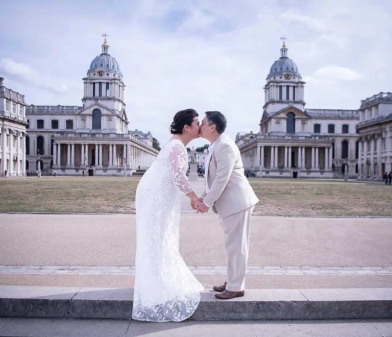LGBTQ+ wedding couple at the Royal Naval College, Greenwich, London