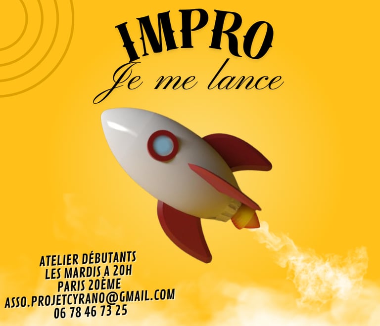 Affiche des ateliers d'improvisation débutant de Projet Cyrano à Paris