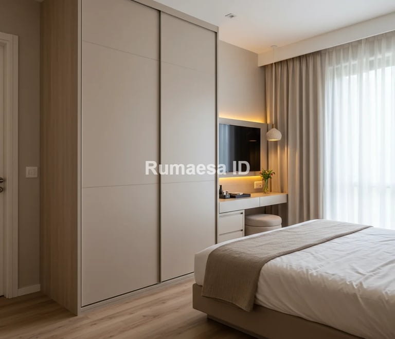 lemari pakaian custom dengan pintu sliding
