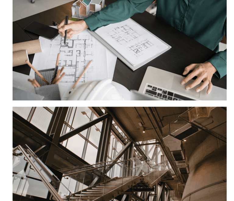 Architectural steel staircase structure.