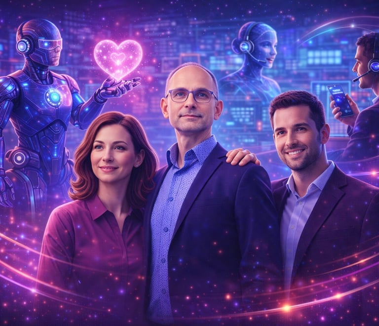 a group of people standing AI consulting for small business automation