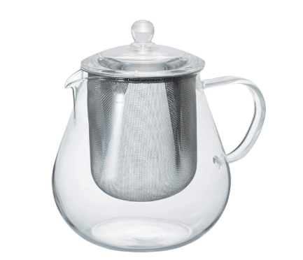 Hario 700ml borosilicate glass teapot with stainless steel filter, made in Japan, non-toxic