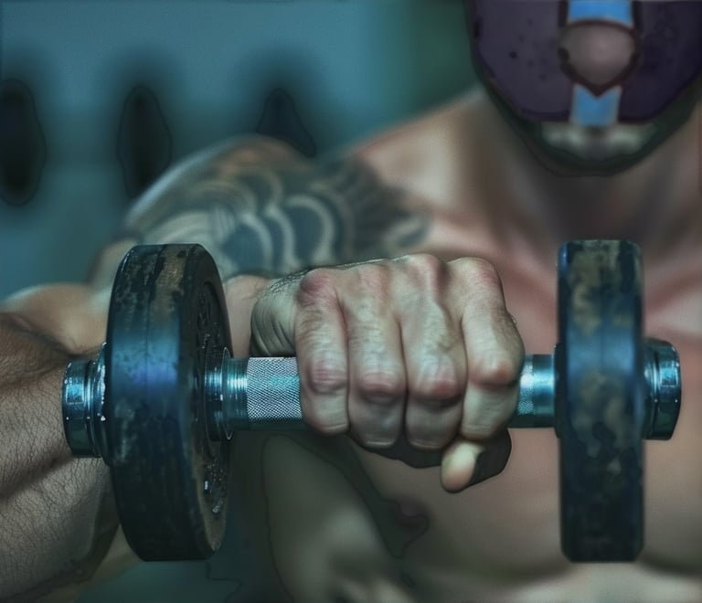 Weight lifter in a pup mask