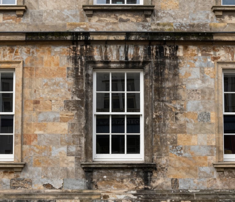 Removal of Biofilm and pollution staining on heritage building