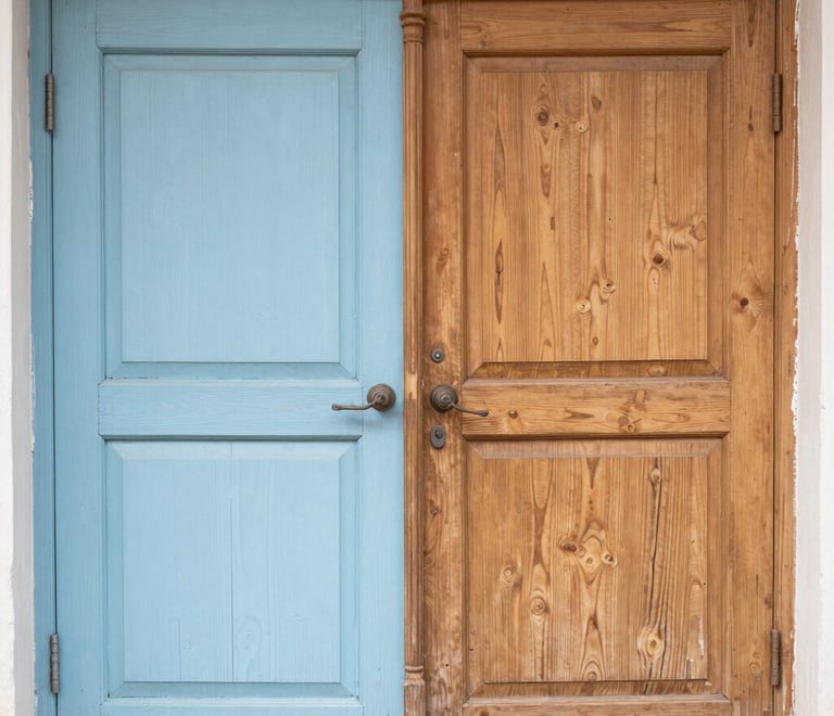 Paint stripping wooden doors and windows in Christchurch, New Zealand