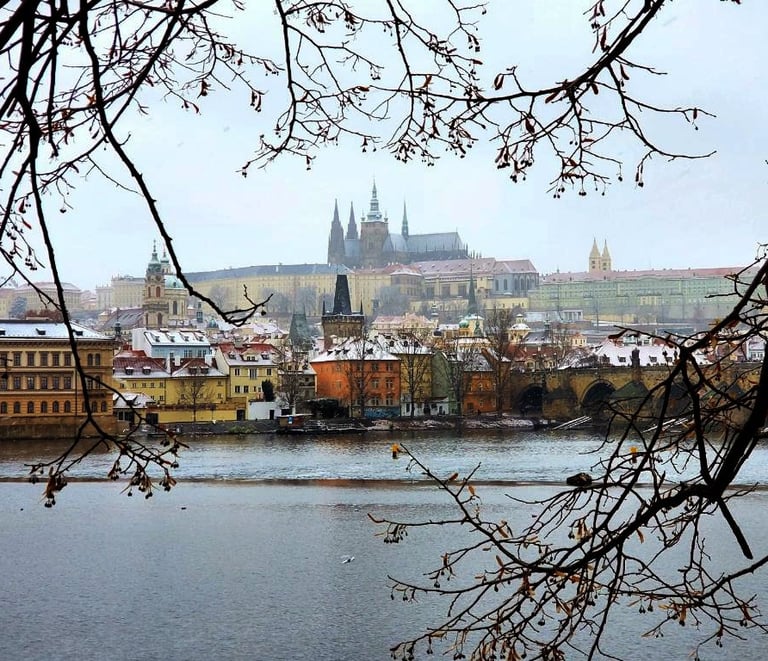 Prague, Czech Republic. Christmas markets, clock towers