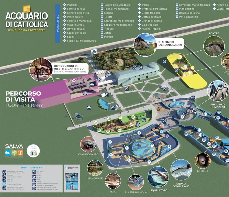 mappa Parco Acquatico Cattolica, cultura, intrattenimento in Romagna