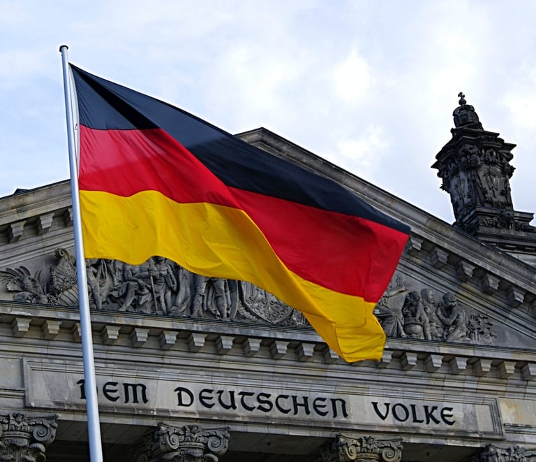 deutsche Flagge, die den deutschen Markt und die wirtschaftliche Zusammenarbeit repräsentiert