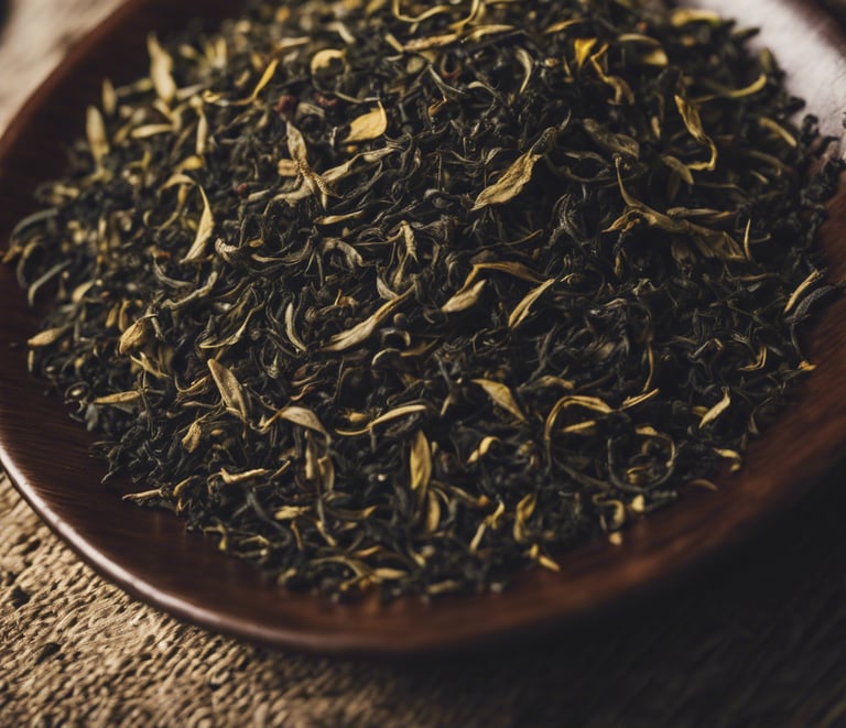 a bowl of Green tea on a wooden table