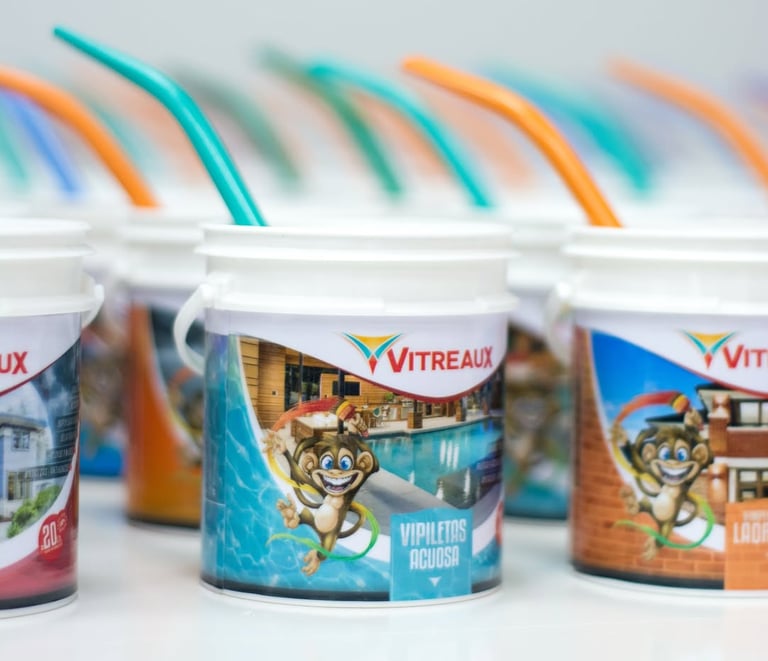 Mates con forma de balde de pintura