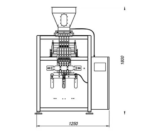 Nextmak 5 Lanes Sugar Stick Machine Front Layout