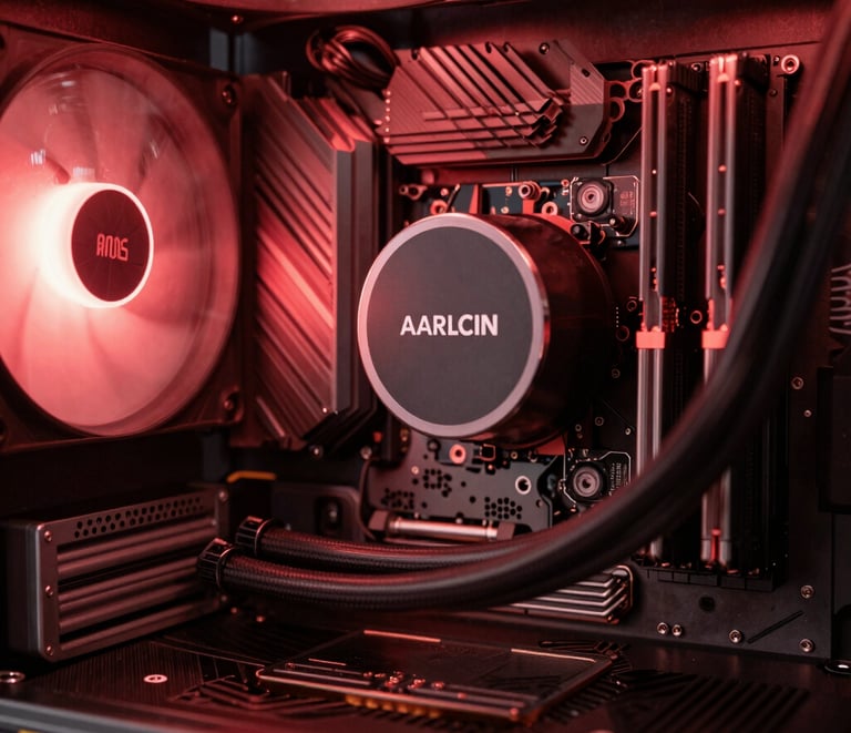 Close-up of a sleek CPU chip glowing softly against a dark background.